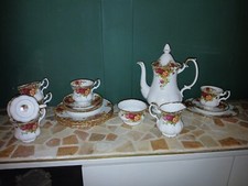 Royal Albert Kaffeeservice Old Country Rose 5 Personen Kanne Zucker und Milch