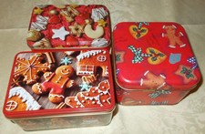3 Kleine Blech-Dosen Gebäckdosen Schöne Lebkuchen-Motive Keks-Dosen Weihnachten