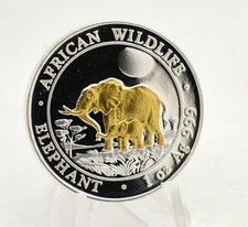 1 OZ Silber African Wildlife Elefant Somalia 2011 gilded Lagerräumung