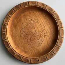 Holzschale 25 cm natur mit Muster Servierplatte Obstschale Schale Holz