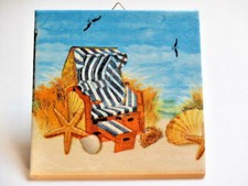 Deko-Wandbild-Fliese-Bild, Strand, Strandkorb, Urlaub und Meer, Mitbringsel