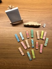 hochwertiger Türstopper Krokodil + Mini Holzklammern 3,5 cm -  Kinderzimmer Deko