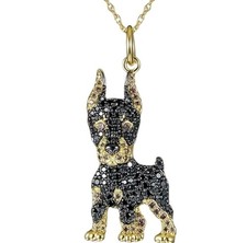 Design - vergoldet – Halskette & Anhänger „Hund – Dobermann “ 50 cm Kette 