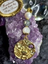 Anhänger LABRADORIT MONDSTEIN PERLE Geburtsstein Sternzeichen KREBS JUNI vergol.