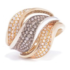 Bicolor - Ring aus 750er Gold mit ca. 280 Brillanten ( 1,9ct ) Giorgio Visconti