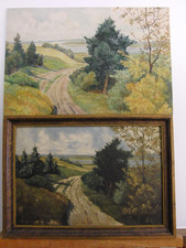 Otto Heinrich Engel 1866-1949 Pastell+Ölskizze Strandweg Holnis Glücksburg Förde
