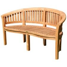 TEAK Bananenbank 150cm Gartenbank Parkbank Sitzbank 3-Sitzer Holz 1,5m COCO Bank