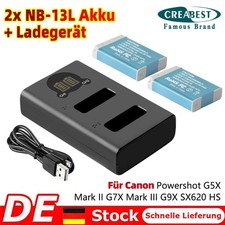 2x 3.7V NB-13L Akku +