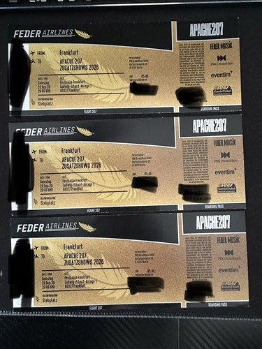Apache 207 konzert ticket - apache, 3x