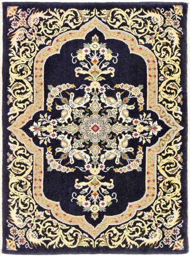 Ghom teppich 98x70 blau - ghom,