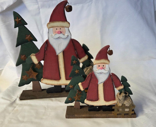 Weihnachtsmann mit baum holz - mit, baum,