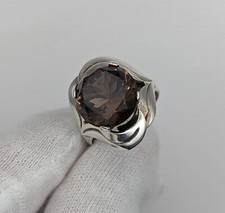 Vintage 925 Silber Ring Mexico Schmuck mit Rauchquarz Handarbeit Schmuck Floral