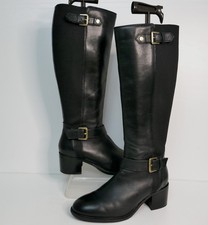 DUNE,LONDON TILDAS SCHWARZ LEDER ELASTISCH KNIEHOHE REITERSTIEFEL UK 6 EU39