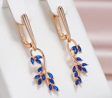 Ohrringe/Hängeohrringe 585 RG Gold Rosegold Blauer Zirkonia 3,7cm