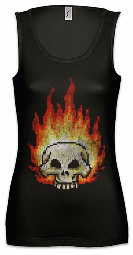 Pixel burning skull damen tank - pixel,