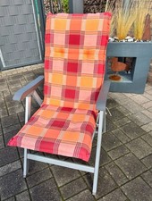 Kettler 6x Stuhl-Auflagen Polster classic Design kariert rot/orange