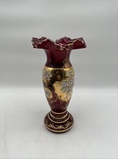 Vase Glas Rubin Rot Gold mit