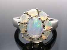 GOLDJUNGE69 * HARRY IVENS EDELSTEIN RING (19) 9x ÄTH. OPAL  925er SILBER