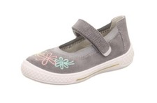 Superfit Ballerina Tensy hellgrau Blumen Mittel Leder Klettverschluss