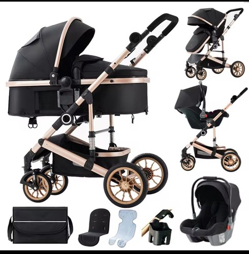Kinderwagen 3in1 black gold - kinderwagen,
