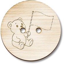 Holzknöpfe "Bär hält Flagge" (BT056186)