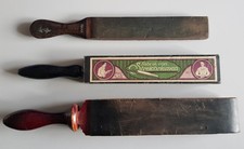 3 antike Streichriemen für Rasiermesser (Spannriemen, Stoßriemen)
