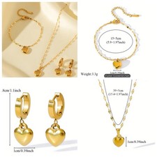 Damen Schmuckset Edelstahl316 _18 Karat Vergoldet Ohrringe+Armband+Ohrringe Herz