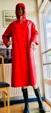 Rot Friesennerz PVC Mantel Ölzeug Rubber Gummi Raincoat Oilskin Gummimante viny