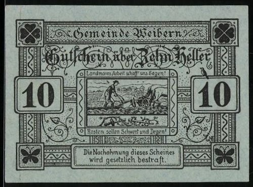 Notgeld weibern ö 1920 - weibern,