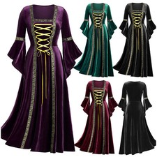 Damen Mittelalter Kleid Lang