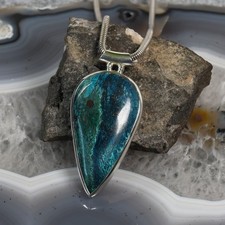 Chrysokoll Anhänger, 925er Silber, Edelsteinanhänger (15691), Edelsteinschmuck