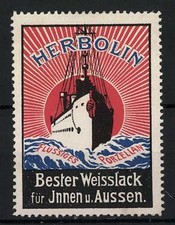 Reklamemarke Herbolin - bester Weisslack für Innen und Aussen, flüssiges Porzel 