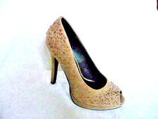 Pumps 38 Graceland beige mit Strass Peep Toe Plateau ca. 1 cm (6)