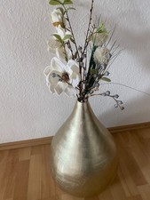 Deko Vase Bodenvase NP: 45€ Spizy Bambus 50cm hoch 28cm br Silber