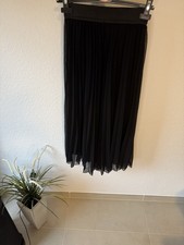 Plissee Rock Schwarz Midi