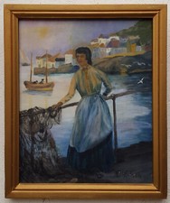 Ölgemälde Gemälde Oil Painting Meisterwerk Porträt Frau Stadt Seefahrt 458