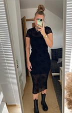 Kleid, lang, Spinnen, schwarz