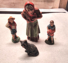 Alte Massefiguren Hänsel und Gretel Hexe und Katze  GR 1ß cm-6cm 4cm