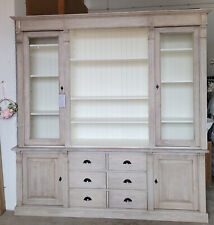 Vitrinenschrank Bücherschrank Regalschrank  Landhaus Antik Stil Massiv