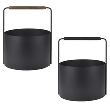 Blomus Holzkorb ASHI Kaminholzkorb Brennholzkorb Ø 35cm Metall mit Holzgriff