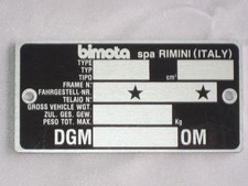 Bimota original Typenschild