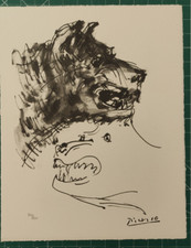 Lithografie von Picasso. Zwei Hunde aus Marge du Buffon auf Bütten