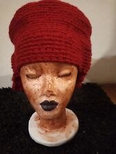 Damen Mütze, Rot, Gehäkelt, Handgemacht (Wolle), NEU
