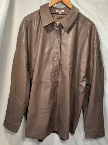 Damen kunstleder hemd - kunstleder, 2xl