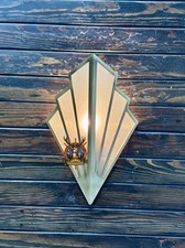 Art Deco Milchglas Messing