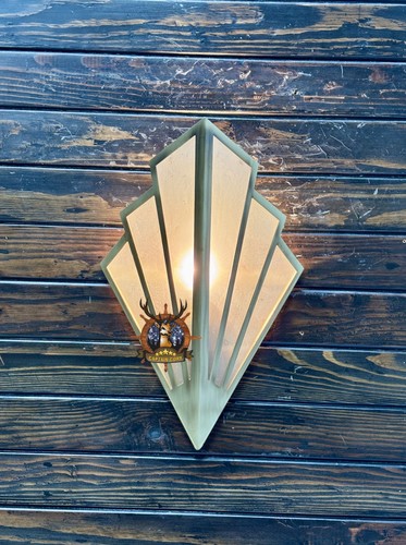 Art deco milchglas messing - art,