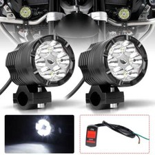 2x Motorrad LED Scheinwerfer Zusatzscheinwerfer Abblend-und Fernlicht mit Schalt