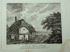 Jean Baptiste Sarrazin, Vue de Environs d'Estampes, um 1740 Radierung 