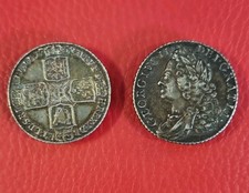 Paar 1758 Georg II Silber Schilling Manschettenknöpfe / Knöpfe Prob Periode Ref U141