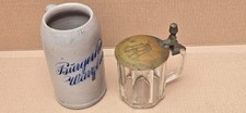 Bürgerbräu Würzburg alter Bierkrug Maßkrug Bembel altes Glas mit Deckel 1917 